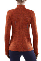 Women's CEP Winter Quarter Zip Pullover. Orange. Rear view.