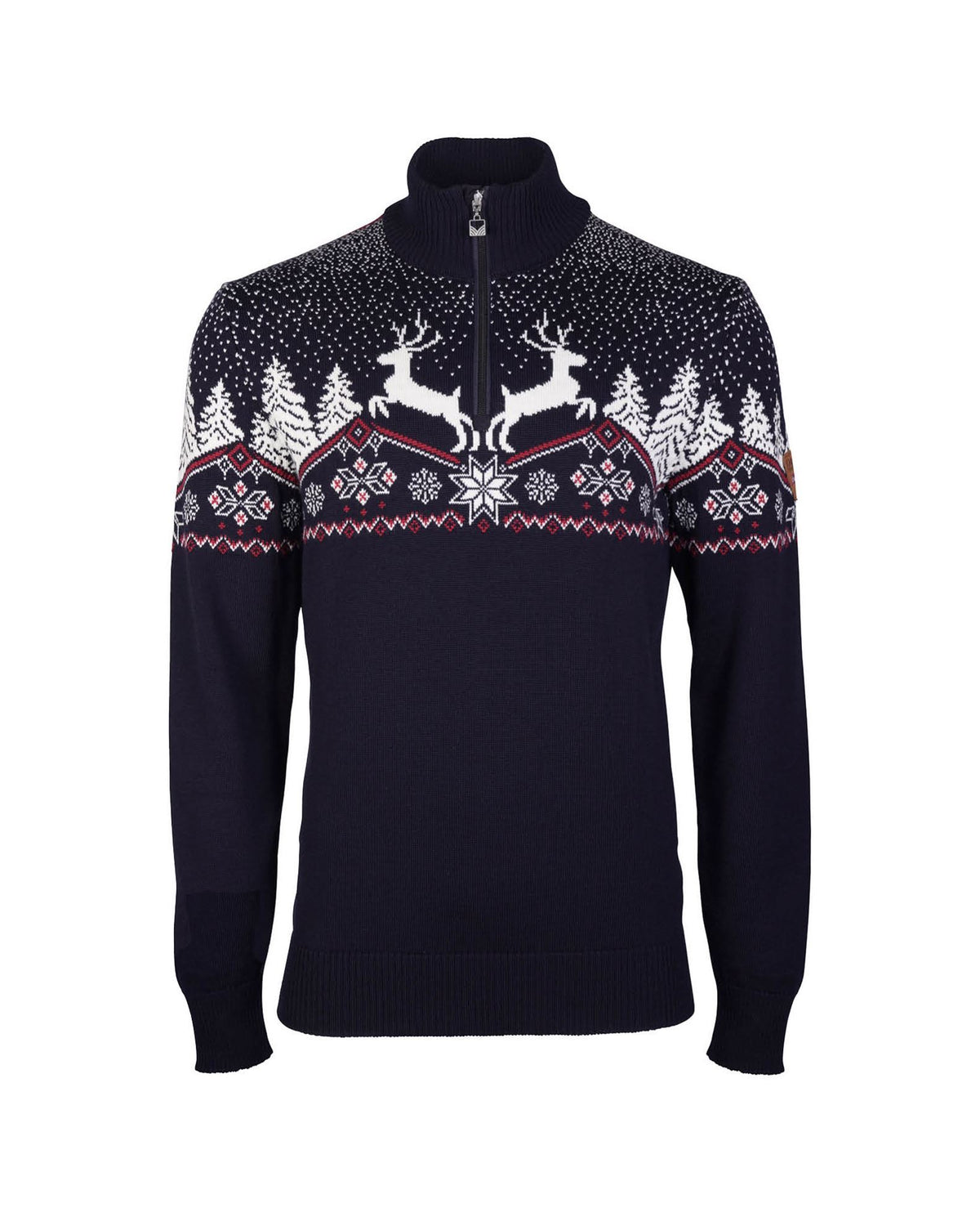Dale of Norway Christmas Sweater, men’s, Navy/Off White/Raspberry – front product view