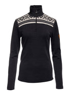 Front product view of the Cortina women's base layer in Dark Charcoal/Off White