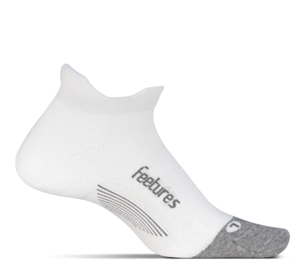 Feetures Elite Max Cushion No Show Tab. White/Grey