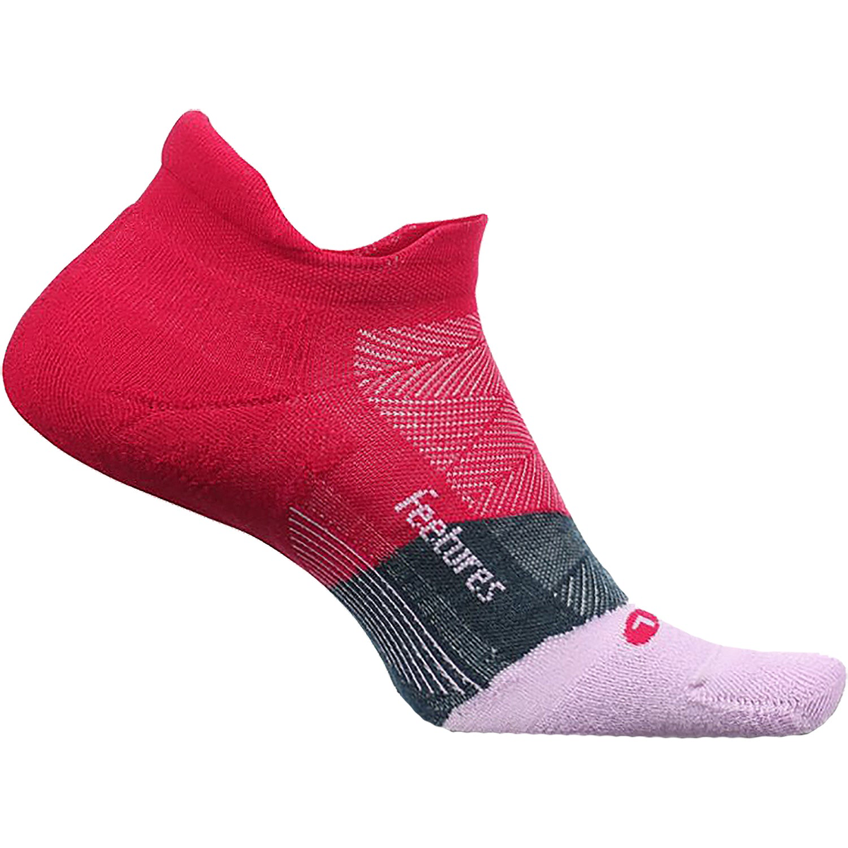 Feetures Elite Max Cushion No Show Tab. Red/Black/Pink