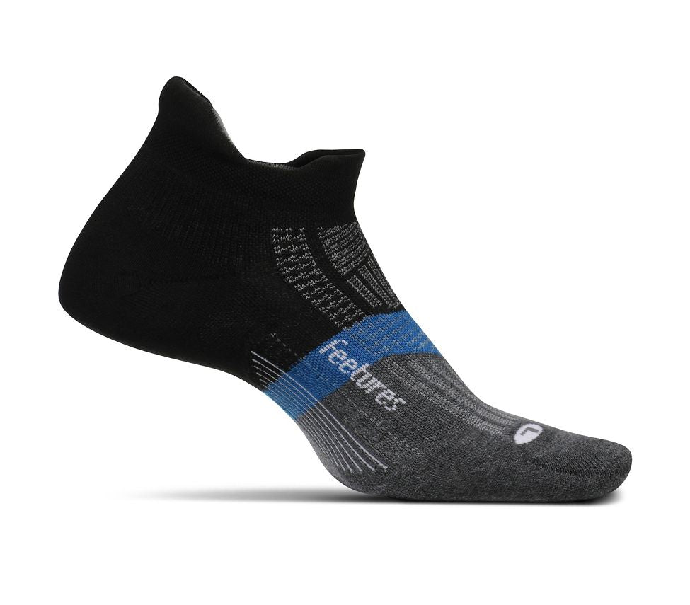 Feetures Elite Max Cushion No Show Tab. Black/Blue/Grey