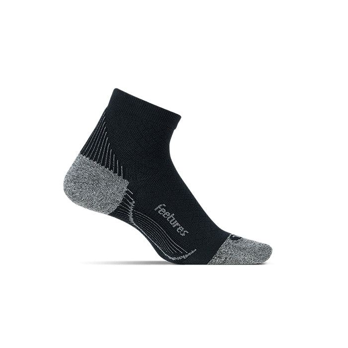 Feetures! Plantar Fasciitis Relief Quarter Crew Socks Light Cushion — Black