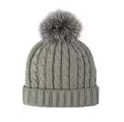 Mitchie's Matchings | Cable Knit Beanie with Fleece Lining and Fur Pom