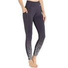Womens New Balance Impact Tights. Purple/Gray. Front view.