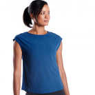 Women's Oiselle Backstock Shirt. Blue. Front view.