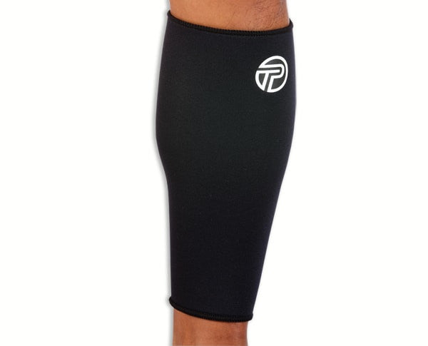 Protec Athletics Calf Compression Sleeve. Black. Front/Lateral View 