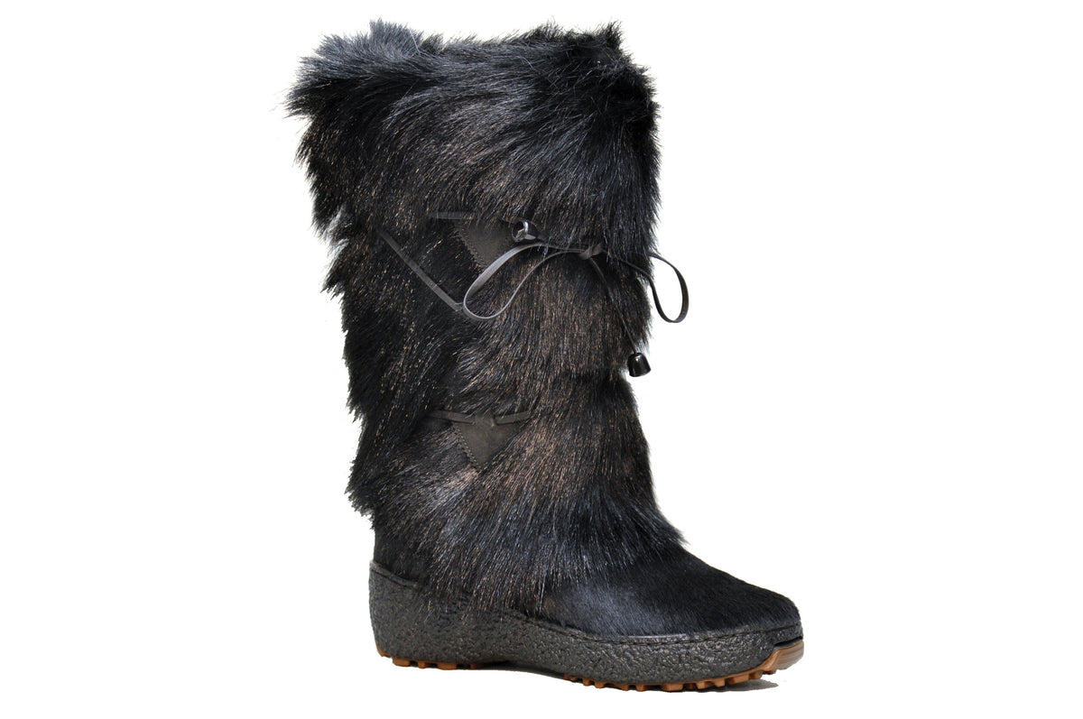 Regina Imports Anna women's goat fur winter boots in Black