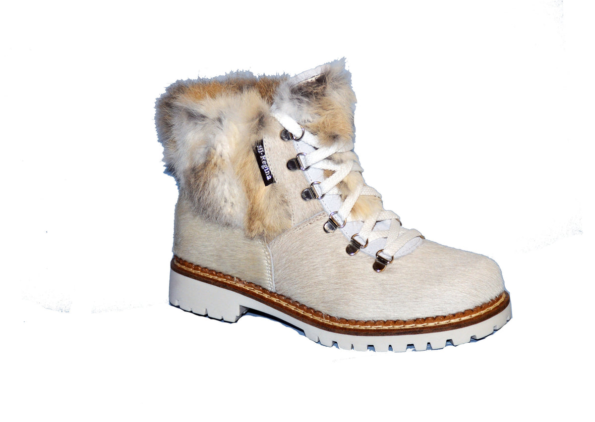 Regina Imports Forest Rabbit women's fur winter boots in White Multi