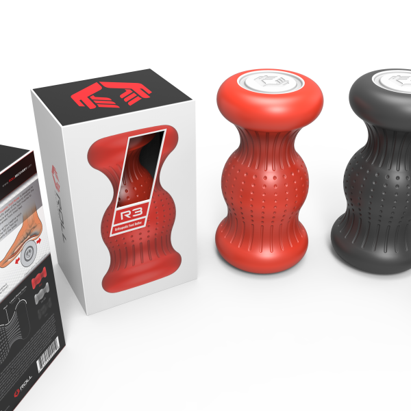 R3 Roll Recovery Foot Massage Roller | Black | Lateral view