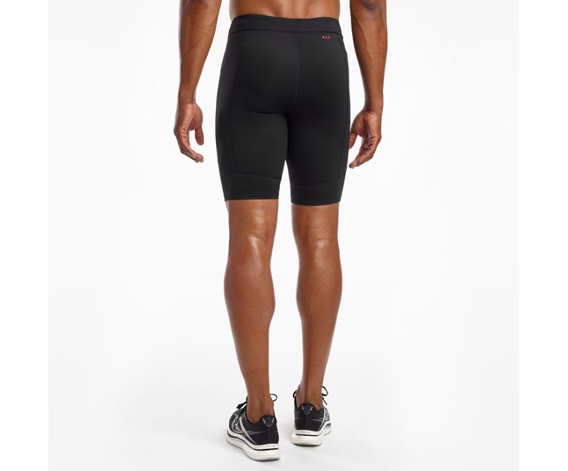 Men's Saucony Bell Lap Shorts. Black. Rear view.