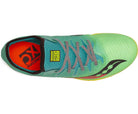 Men's Saucony Carrera XC4. Green upper. Yellow midsole. Top view.