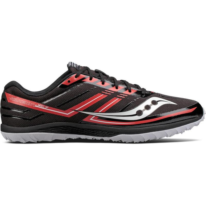 Unisex Saucony Kilkenny XC 7. Black upper. Black midsole. Lateral view.