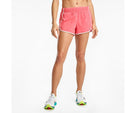 Women's Saucony Outpace Shorts. Pink. Front view.