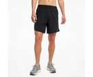 Men's Saucony Outpace Shorts. Black. Front view.