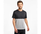 Men's Saucony ReRun Short Sleeve. Black/White. Front view.