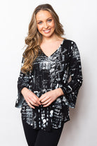 Sno Skins Viscose Print V-Neck Flounce Sleeves Women's