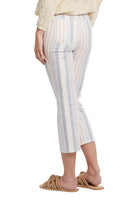 Tribal women's Audrey Printed Denim Capris in Sea Fog, back view showing rear pockets.