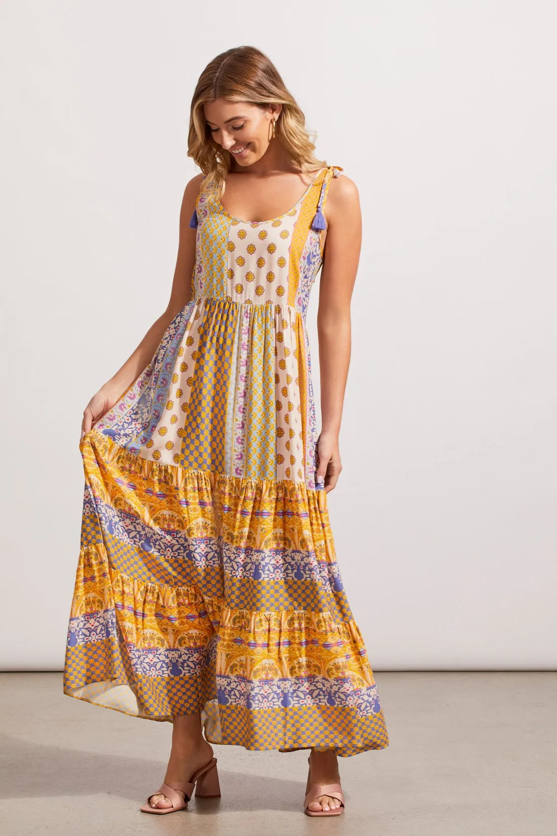 Tribal Border Print Maxi Dress in Very Peri for women, alternate product view