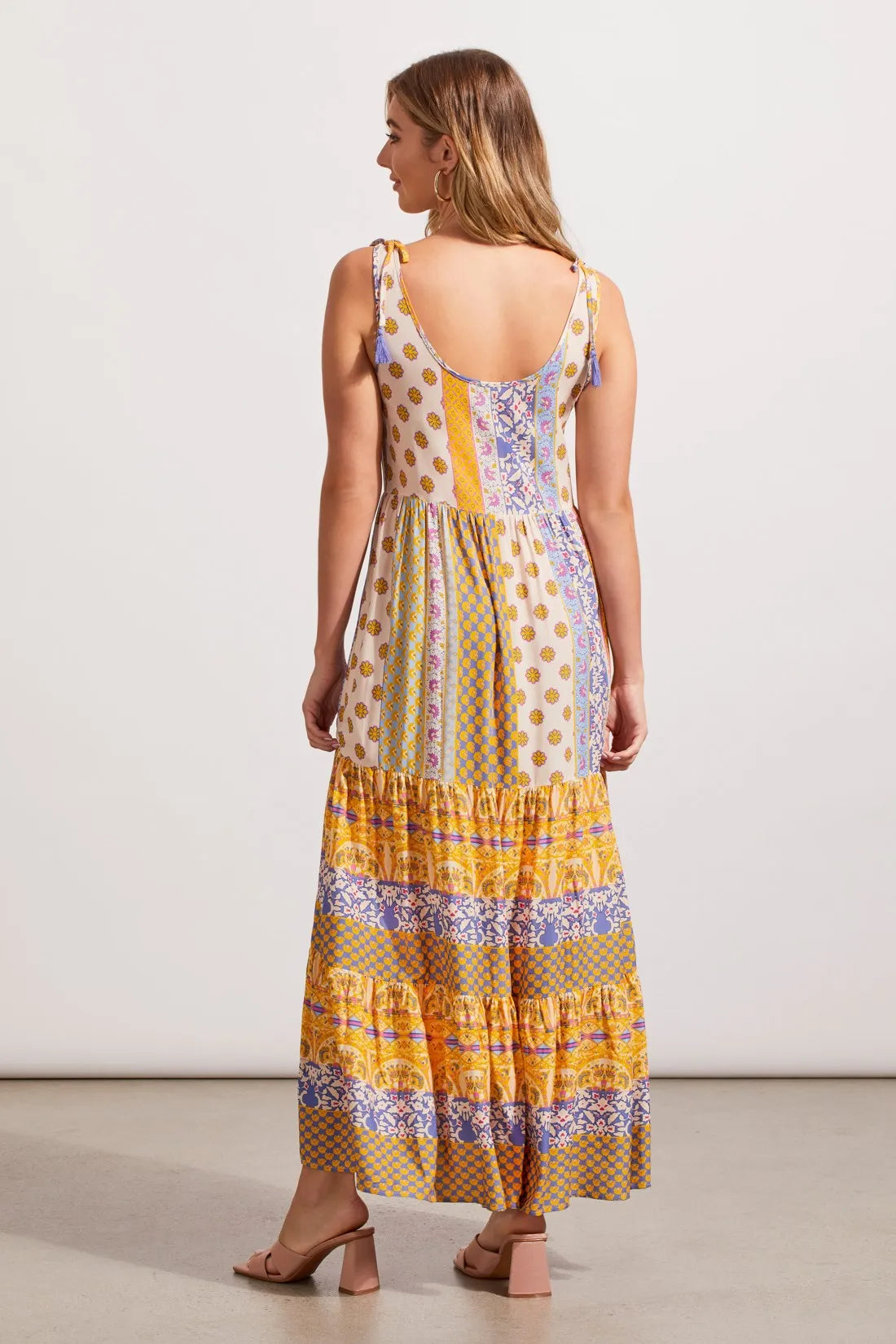 Tribal Border Print Maxi Dress in Very Peri for women, border print and fit detail
