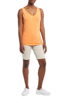 Tribal women's Wear 2 Ways Jersey Tank in Papaya, reversed to show the V-neck at the front.