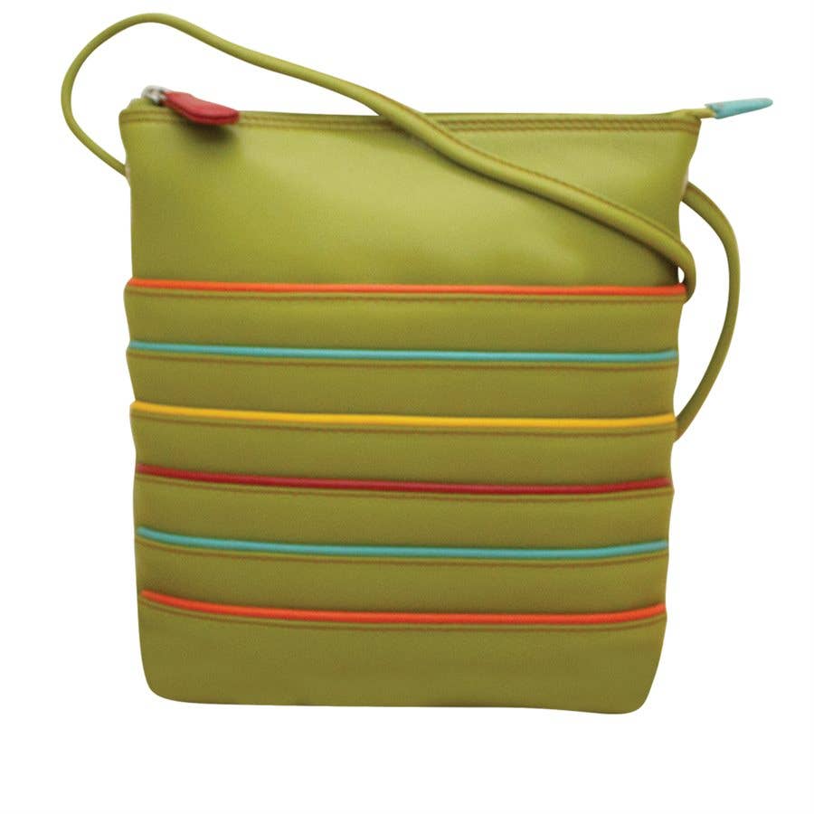ili New York Leather Fine Lines Cross Body Bag