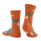 Men's CEP Hiking Merino Mid Cut Compression Socks. Red. Rear/Lateral view.