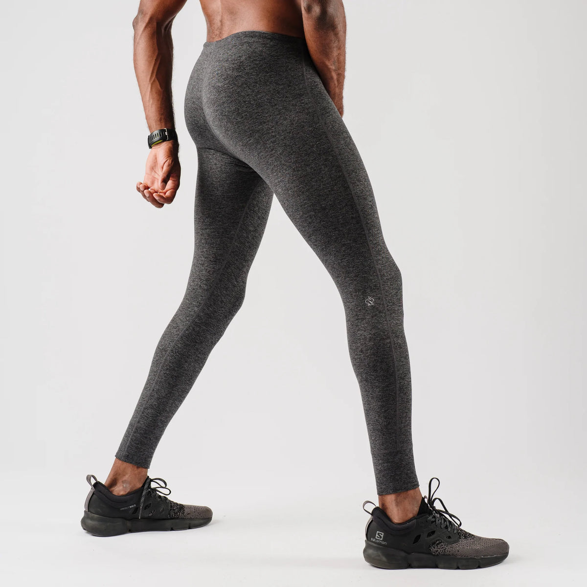 Men's rabbit EZ Tights. Dark Grey. Lateral view.