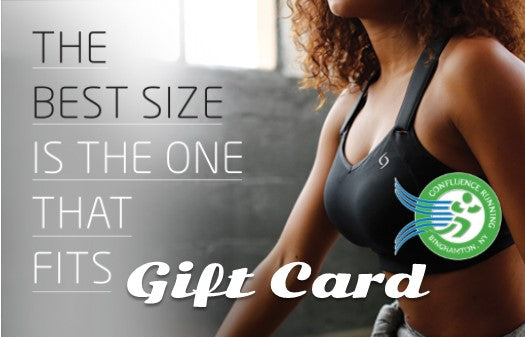 a gift card with a picture of an athlete's sports bra and the text "the best size is the one that fits"