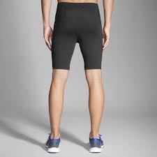 Men's Brooks Greenlight 9" Short Tights. Black. Rear view.