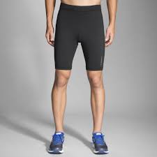 Men's Brooks Greenlight 9" Short Tights. Black. Front view.