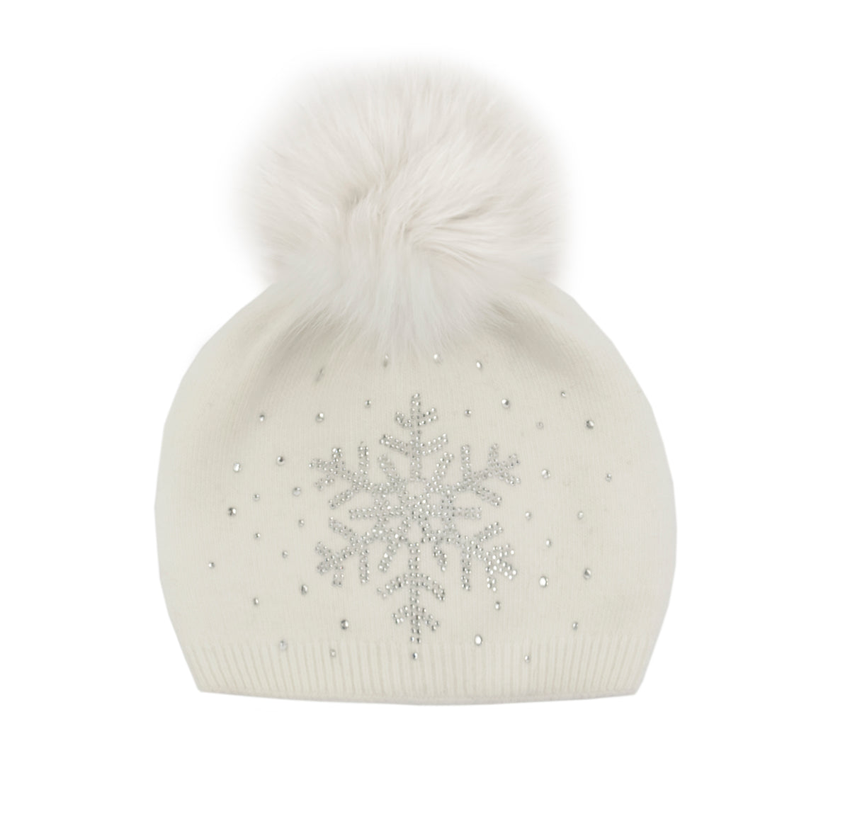 Mitchie's Matchings Sparkle Snowflake Beanie with Fur Pom