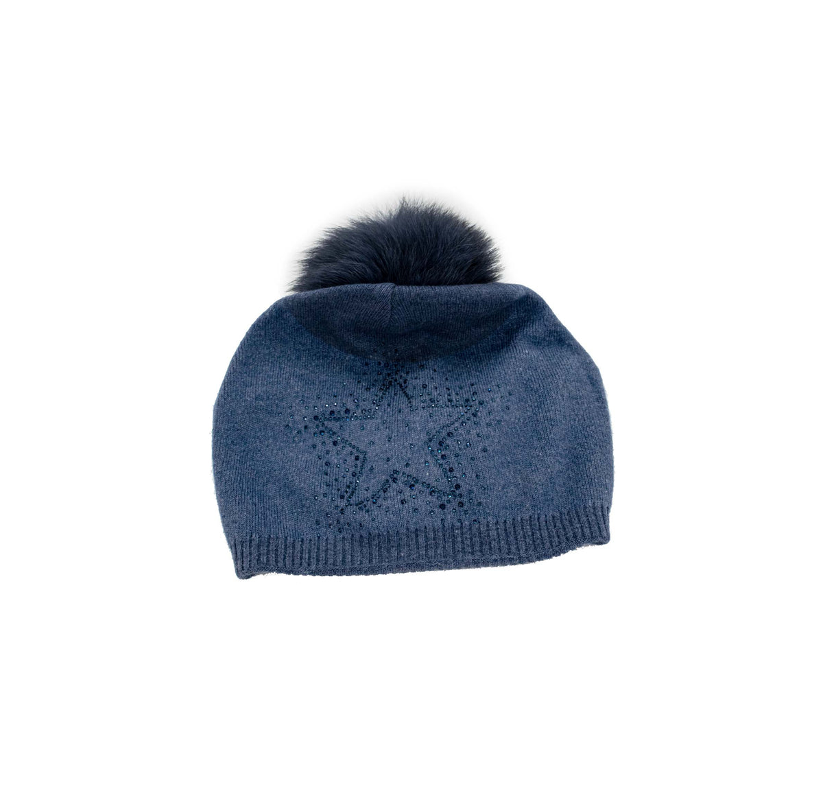 Mitchie's Matchings Knitted Slouch Hat with Fox Fur Pom