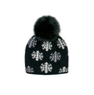 Mitchie's Matchings Scattered Snowflakes Knitted Hat with Fox Fur Pom