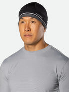 Unisex Nathan Hypernight Beanie. Black. Front/Lateral view.