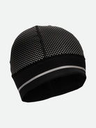 Nathan Hypernight Reflective Beanie. Black. Front/Lateral view.