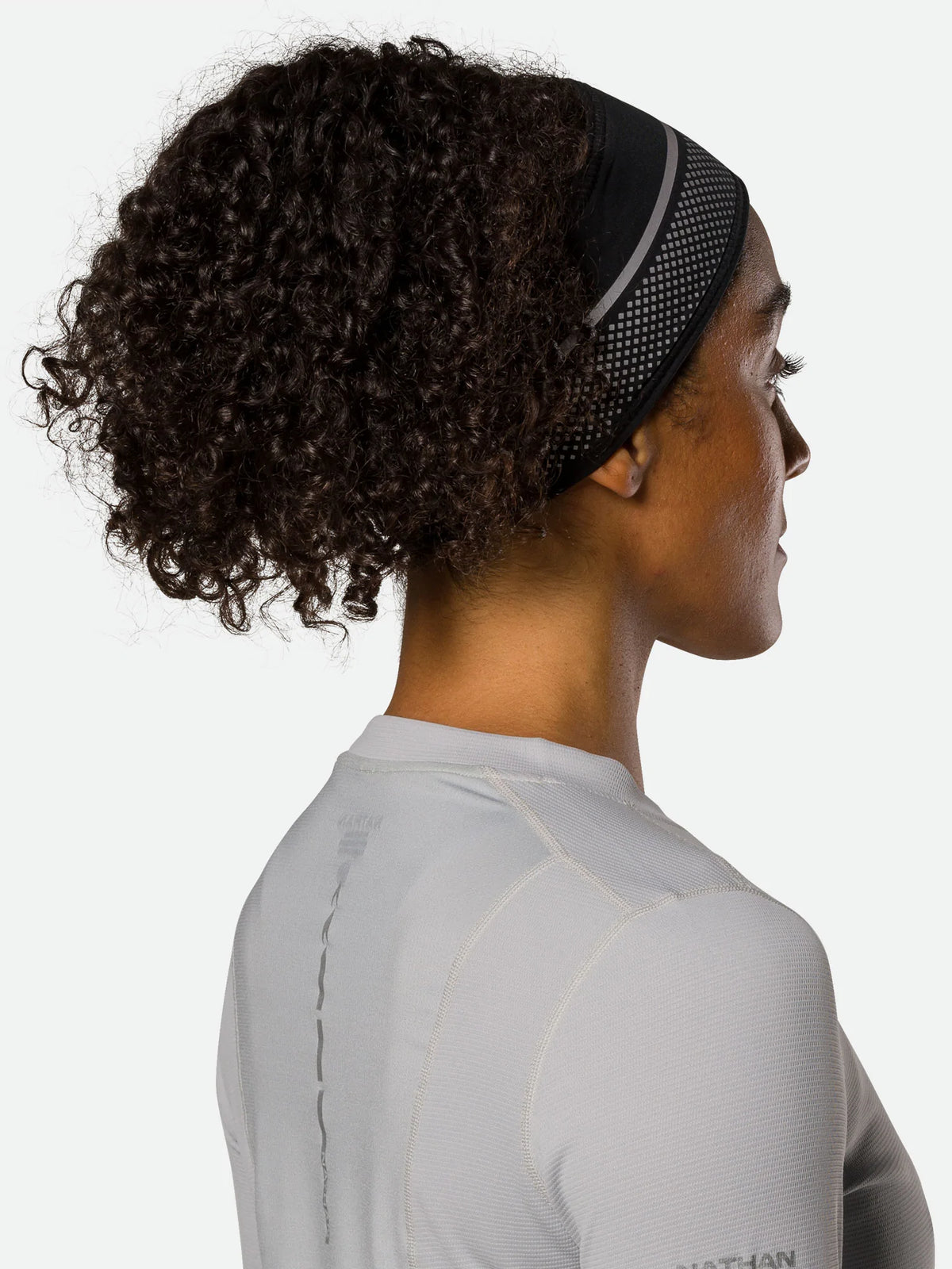 Unisex Natha Hypernight Reflective Headband. Black. Rear/Lateral view.