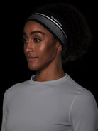 Unisex Natha Hypernight Reflective Headband. Black. Front/Lateral view.