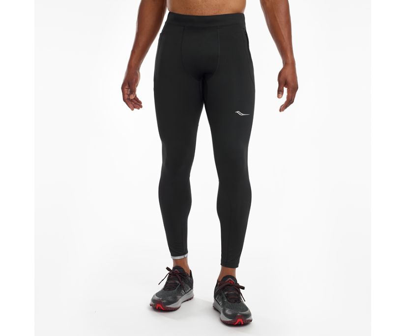 Men's Saucony Bell Lap Tights. Black. Front view.