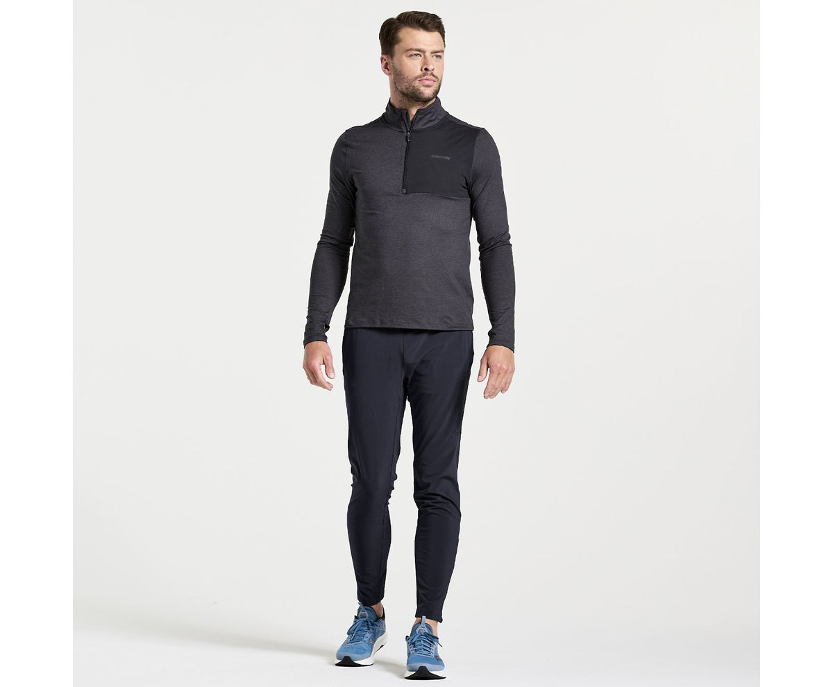 Men's Saucony Boston Pants. Black. Front view.