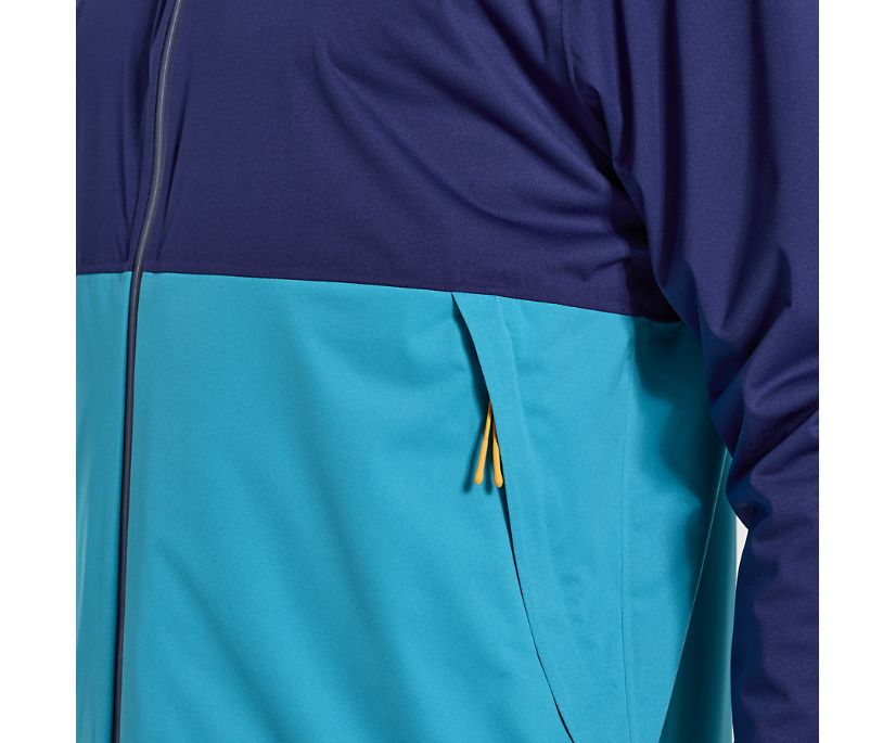 Men's Saucony Boulder Drizzle Jacket. Blue. Pocket closeup.