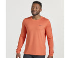 Men's Saucony Boulder Base Layer. Orange/Red. Front view.