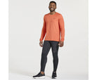 Men's Saucony Boulder Base Layer. Orange/Red. Front view.