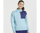Women's Saucony Sunday 1/4 Zip. Light Blue. Front view.