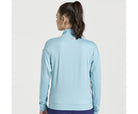 Women's Saucony Sunday 1/4 Zip. Light Blue. Rear view.