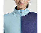 Women's Saucony Sunday 1/4 Zip. Light Blue. Front view.