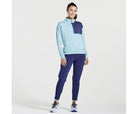 Women's Saucony Sunday 1/4 Zip. Light Blue. Front view.