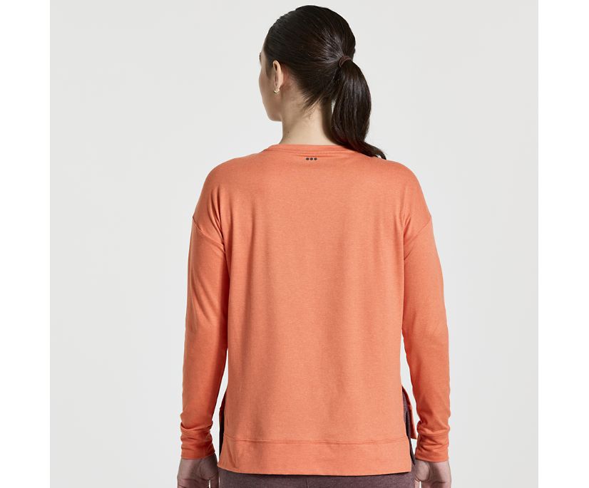 Women's Saucony Sunday Layer Top. Light Red. Rear view.