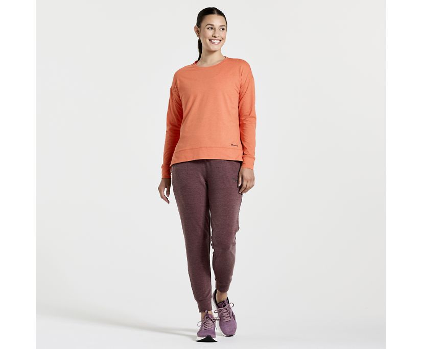 Women's Saucony Sunday Layer Top. Light Red. Front view.