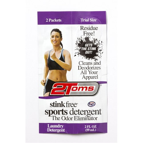 2 packets of 2toms stink free sports detergent"